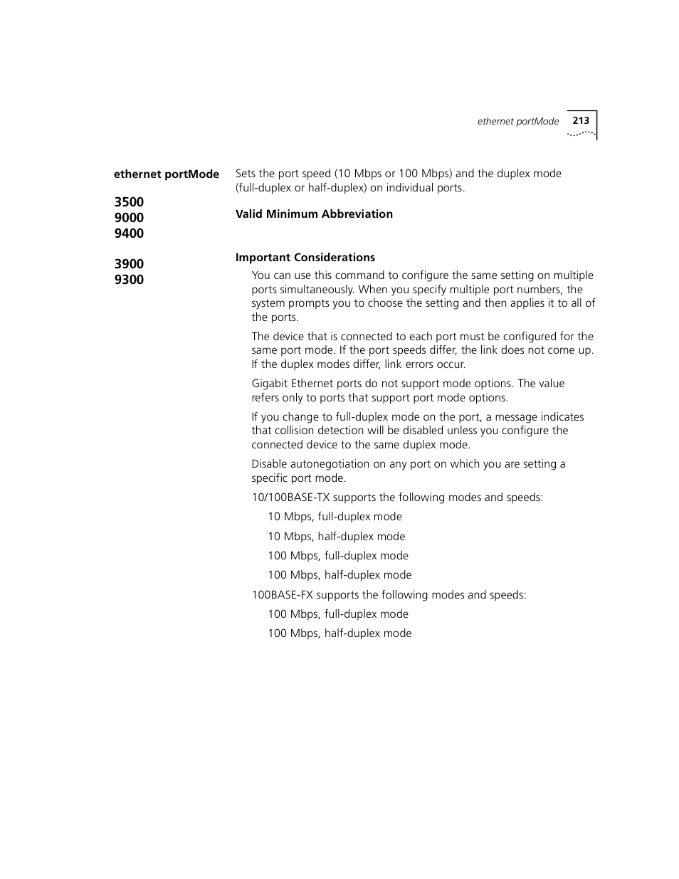 Ethernet portmode | 3Com 3500 User Manual | Page 213 / 784