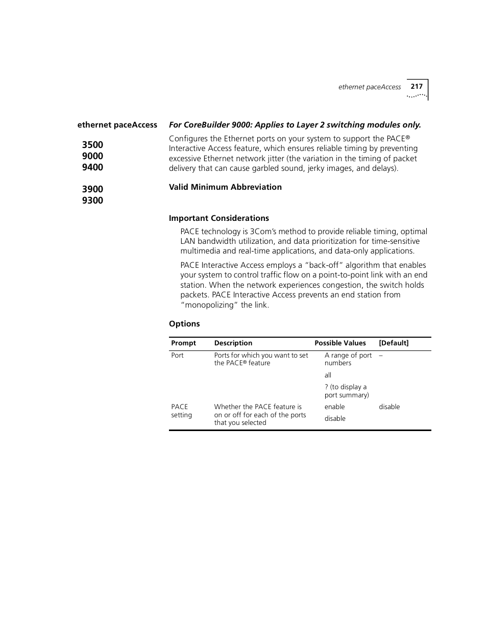 Ethernet paceaccess | 3Com 3500 User Manual | Page 217 / 784