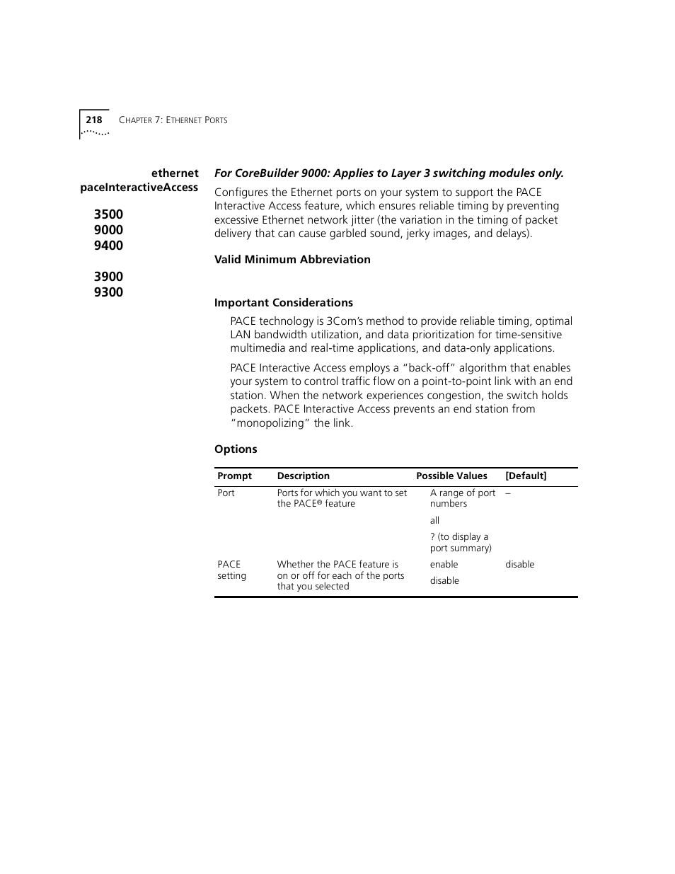 Ethernet paceinteractiveaccess | 3Com 3500 User Manual | Page 218 / 784