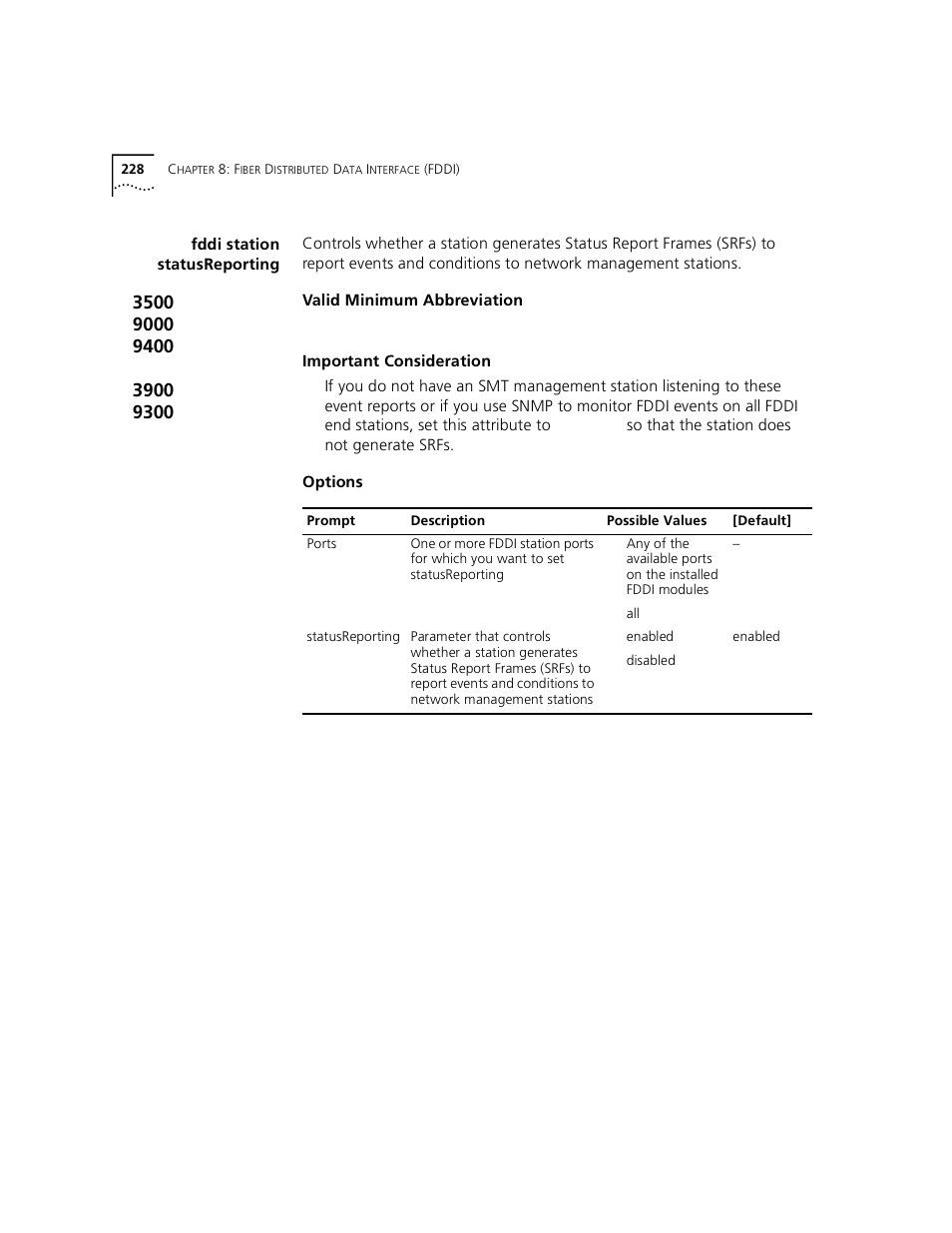 Fddi station statusreporting | 3Com 3500 User Manual | Page 228 / 784