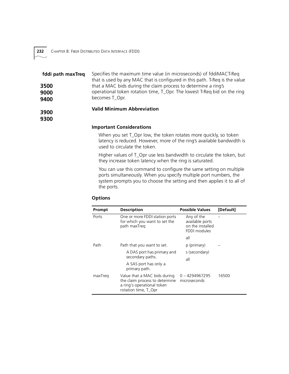 Fddi path maxtreq | 3Com 3500 User Manual | Page 232 / 784