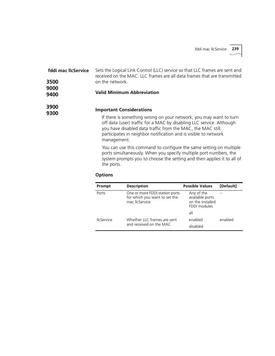 Fddi mac llcservice | 3Com 3500 User Manual | Page 239 / 784