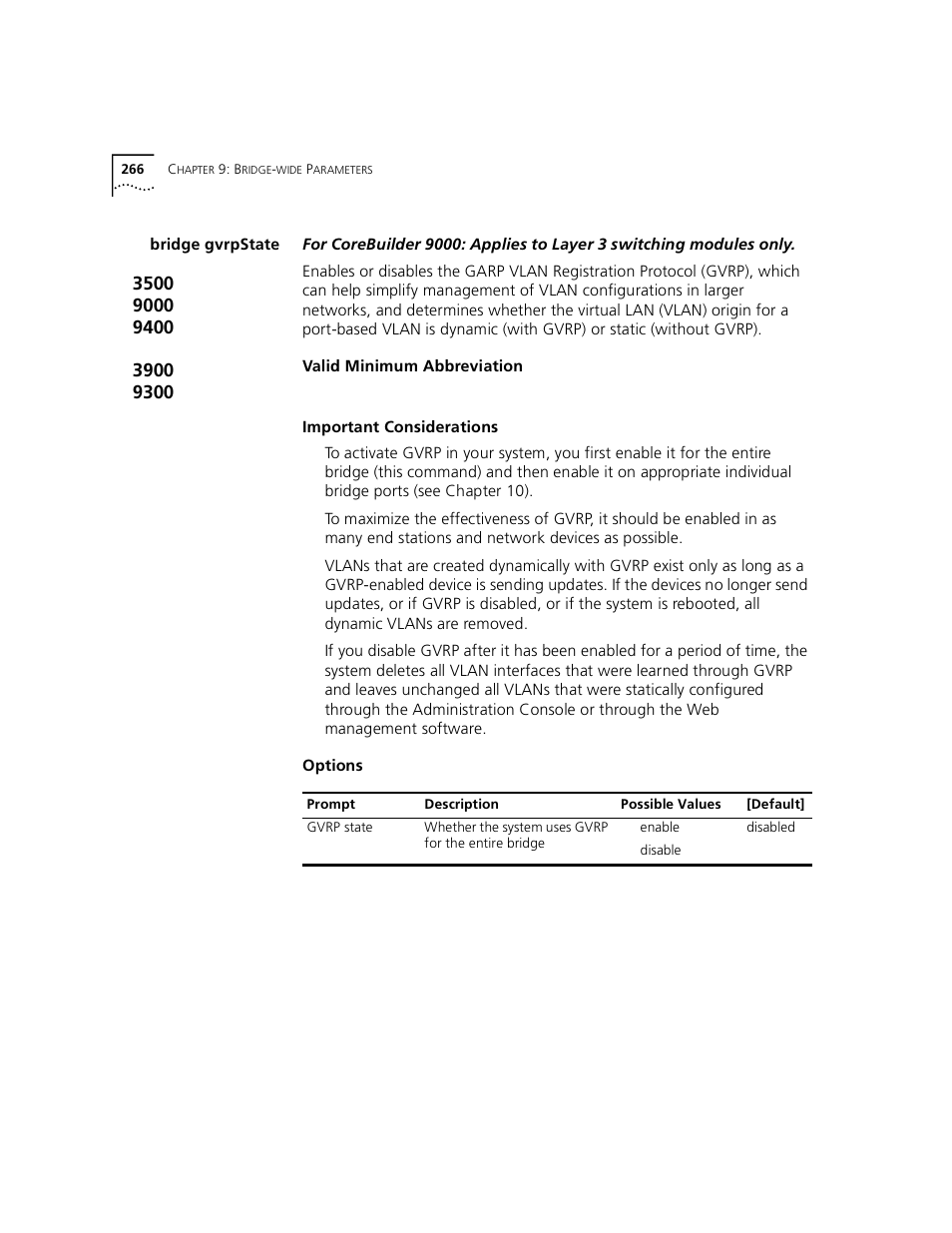 Bridge gvrpstate, Ee “bridge gvrpstate” l | 3Com 3500 User Manual | Page 266 / 784