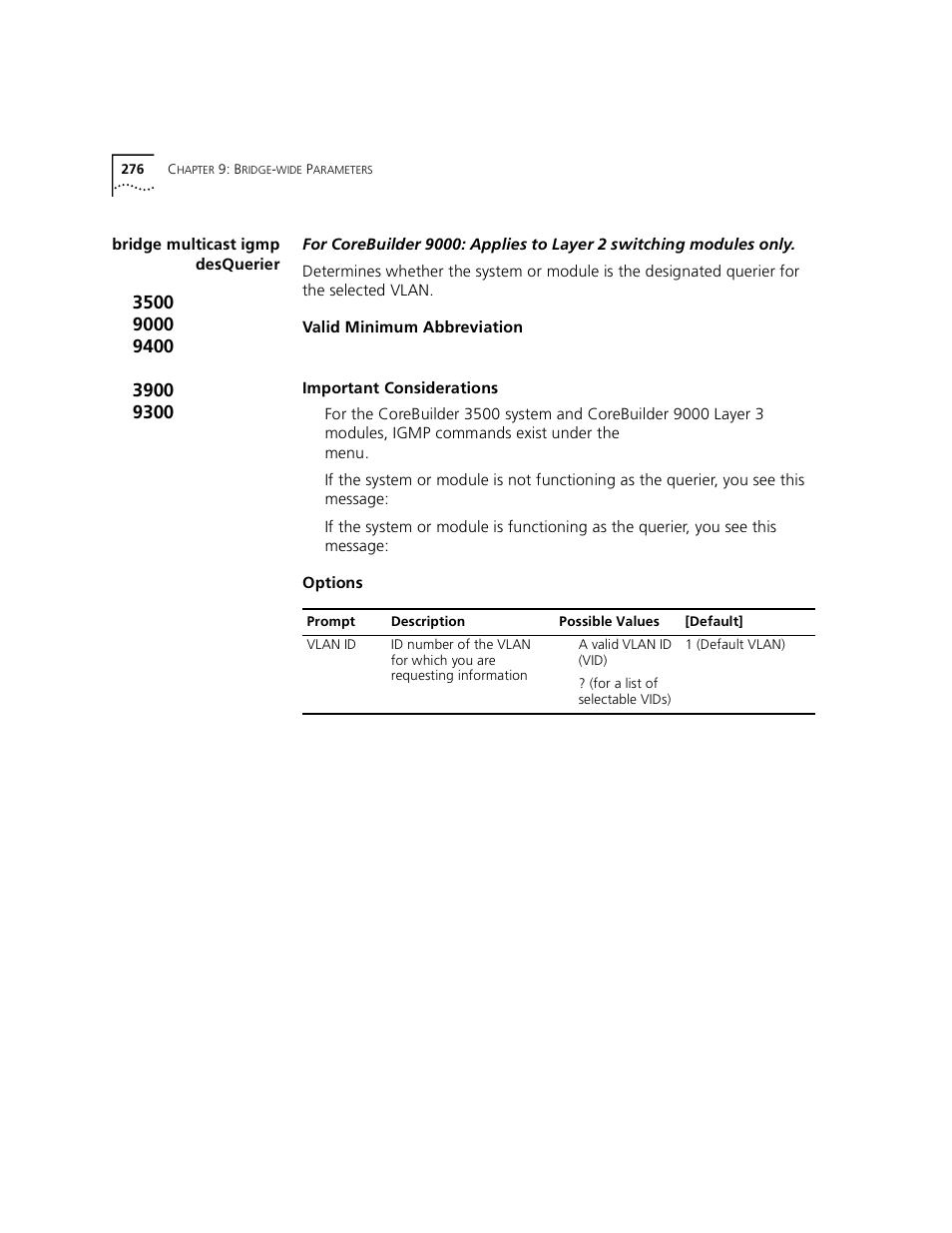 Bridge multicast igmp desquerier | 3Com 3500 User Manual | Page 276 / 784