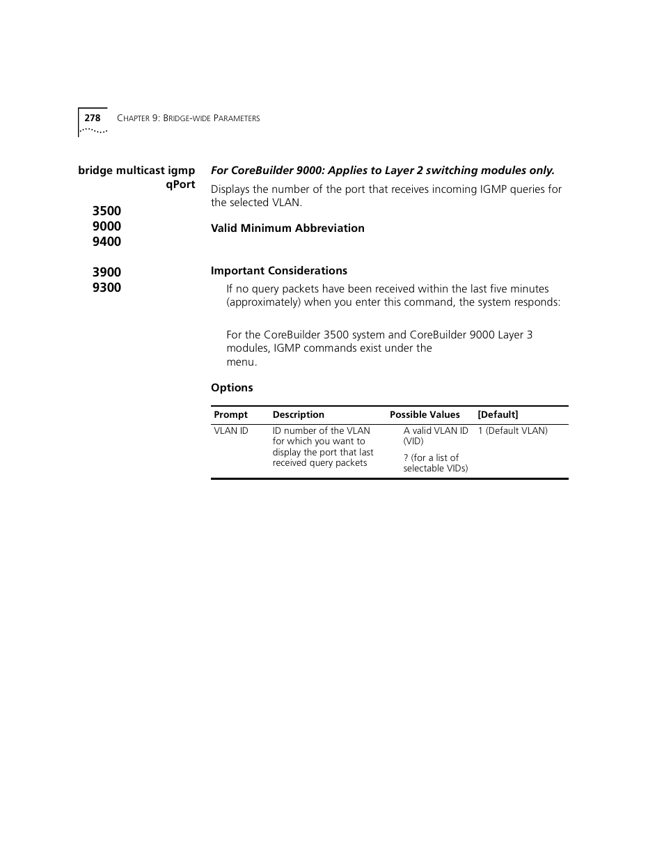 Bridge multicast igmp qport | 3Com 3500 User Manual | Page 278 / 784