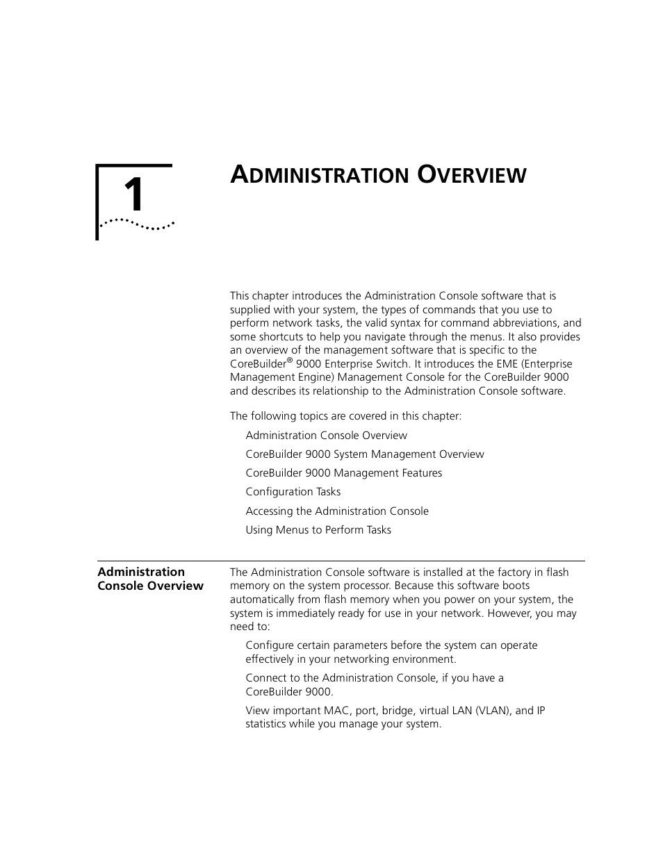 Administration overview, Administration console overview, Dministration | Verview | 3Com 3500 User Manual | Page 29 / 784