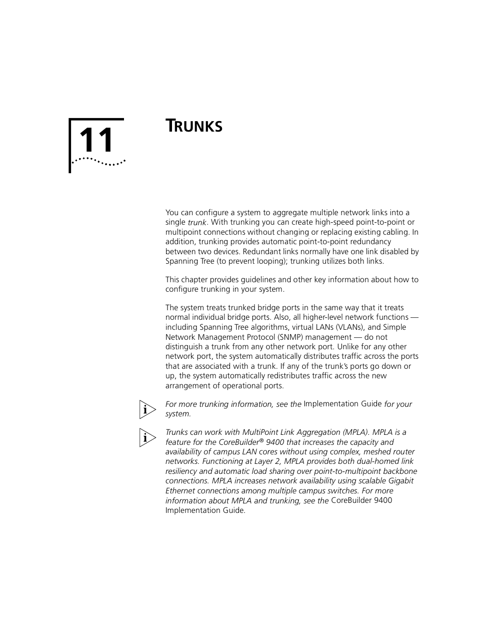 Trunks, Runks, Chapter 11 | 3Com 3500 User Manual | Page 299 / 784