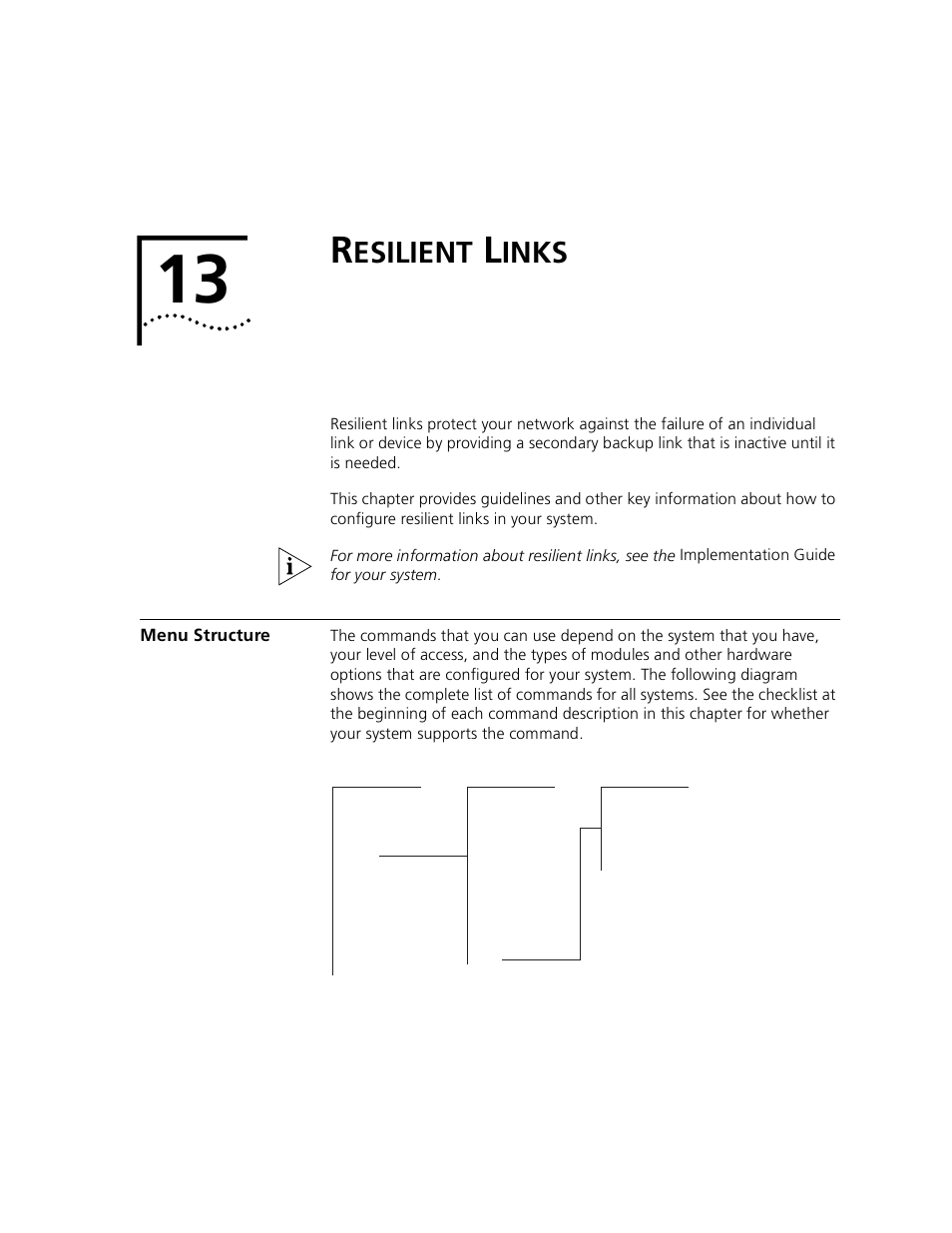 Resilient links, Menu structure, Esilient | Inks, Chapter 13 | 3Com 3500 User Manual | Page 327 / 784