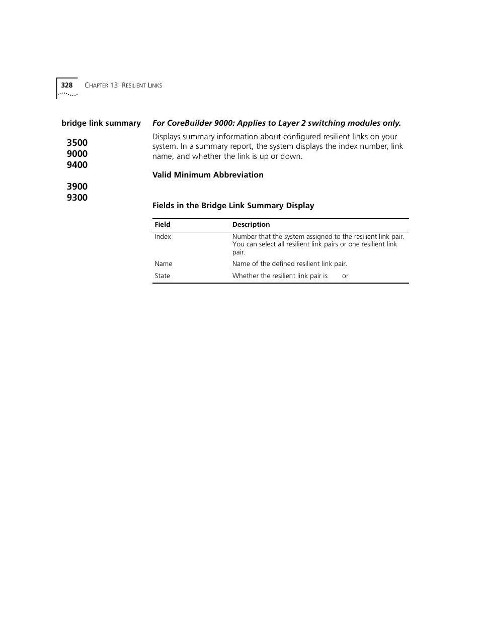 Bridge link summary | 3Com 3500 User Manual | Page 328 / 784
