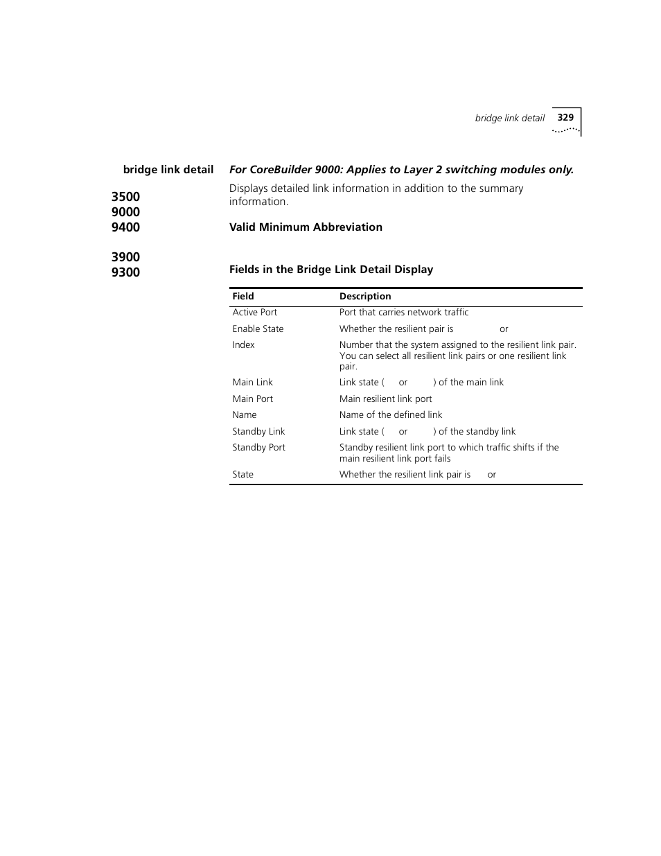 Bridge link detail | 3Com 3500 User Manual | Page 329 / 784