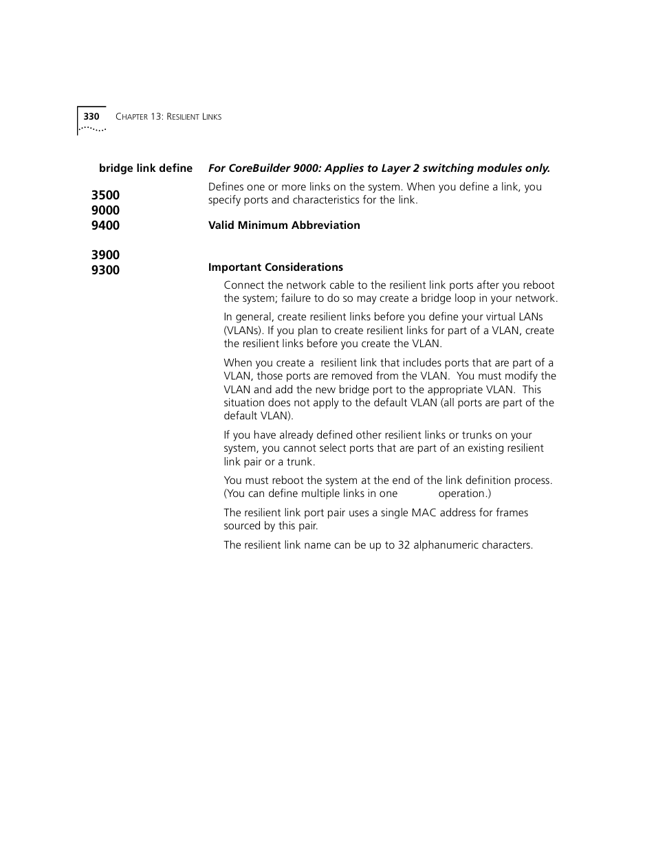 Bridge link define | 3Com 3500 User Manual | Page 330 / 784
