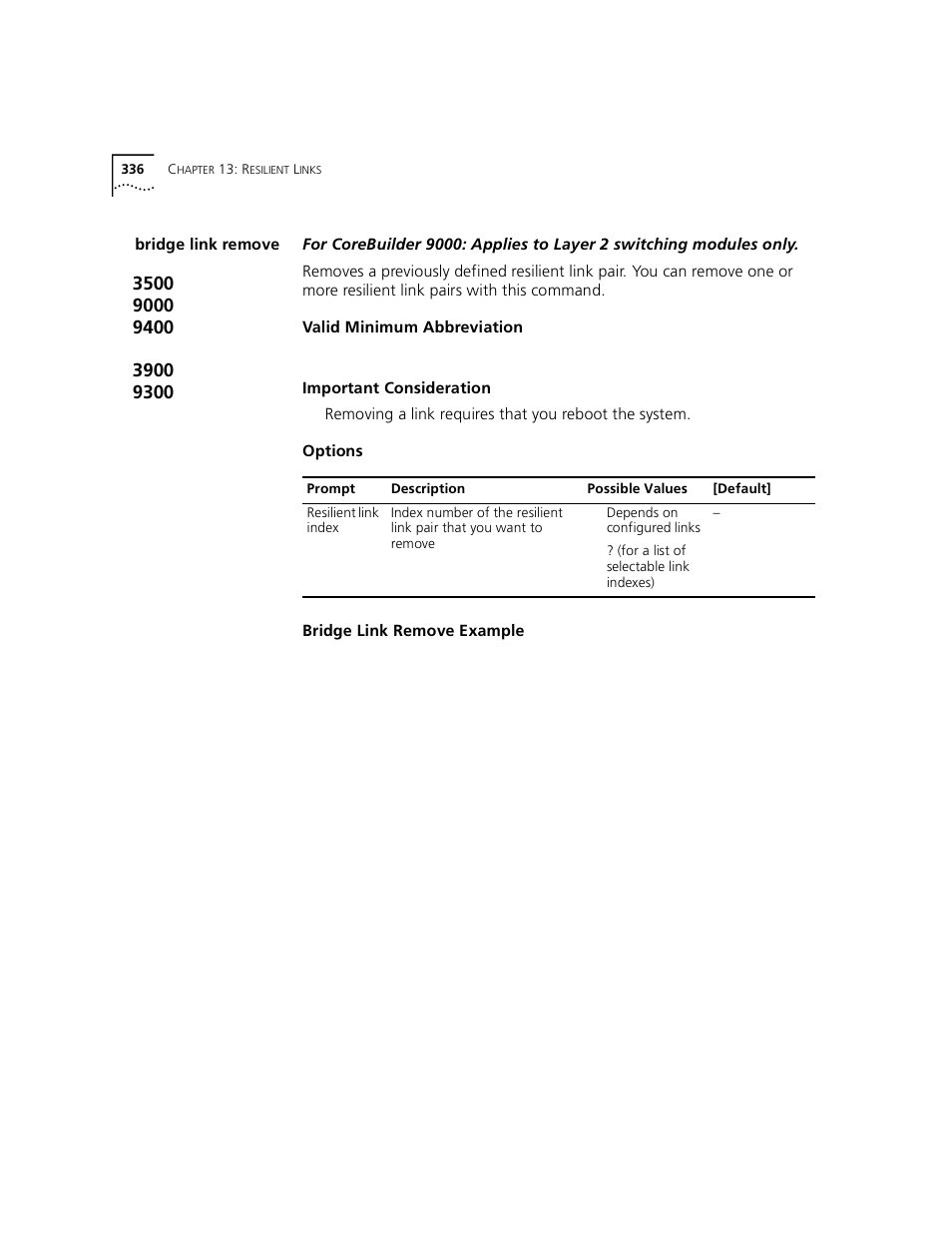 Bridge link remove | 3Com 3500 User Manual | Page 336 / 784