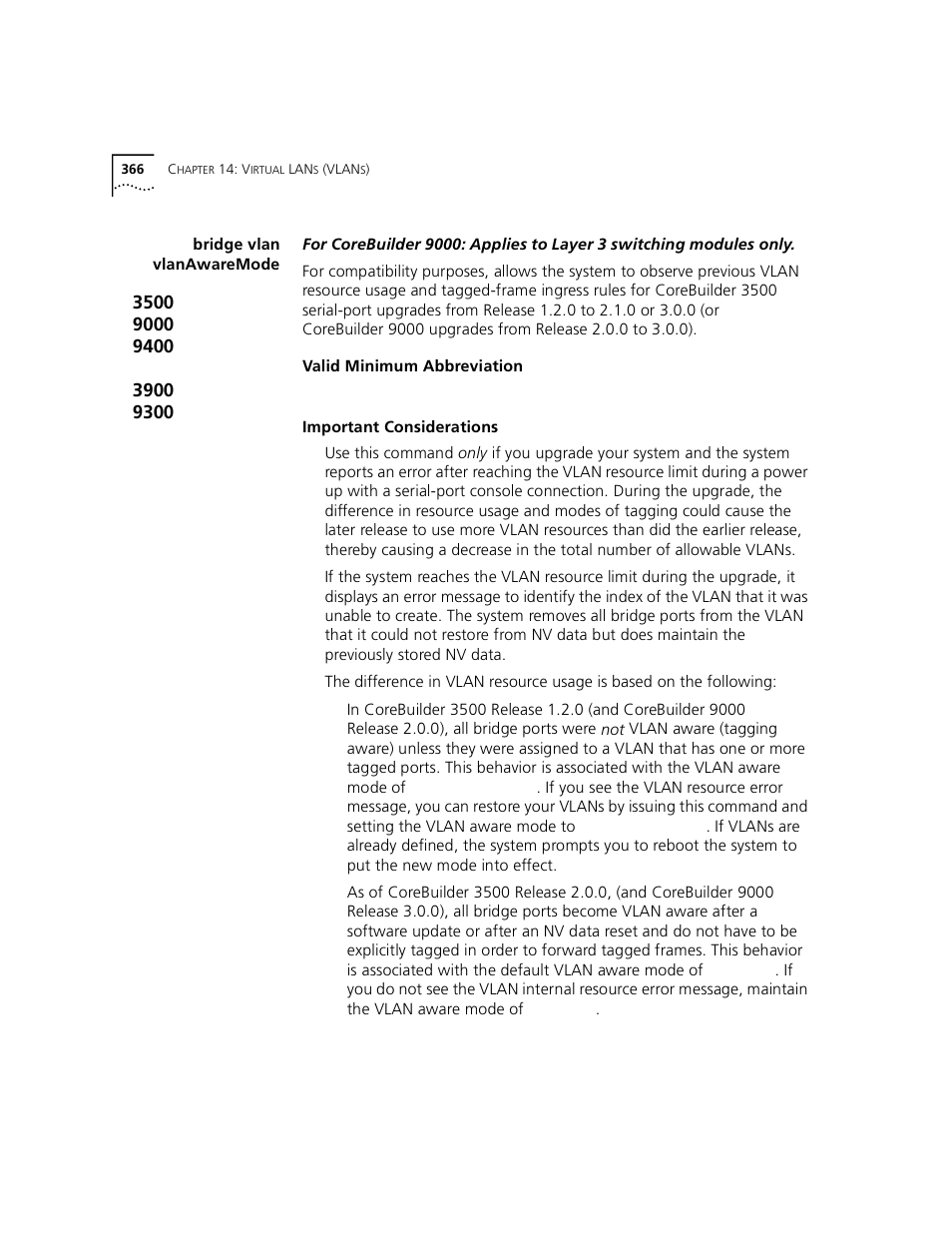 Bridge vlan vlanawaremode | 3Com 3500 User Manual | Page 366 / 784
