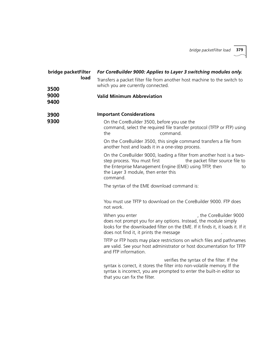 Bridge packetfilter load, Bridge packetfilter load” c | 3Com 3500 User Manual | Page 379 / 784