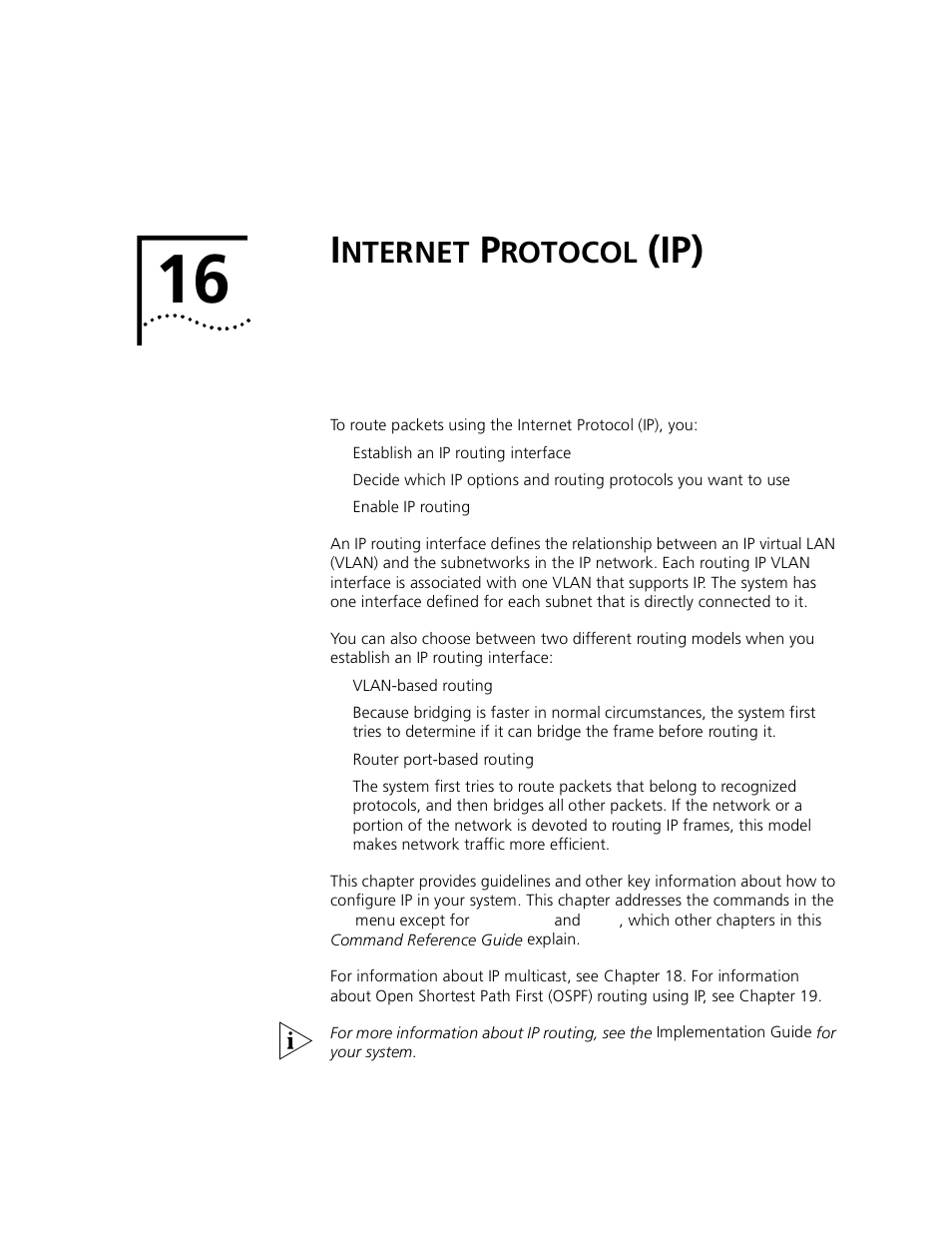 Internet protocol (ip), Nternet, Rotocol | Chapter 16 | 3Com 3500 User Manual | Page 395 / 784