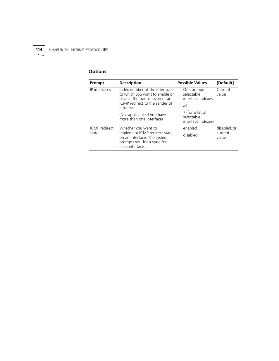 Options | 3Com 3500 User Manual | Page 414 / 784
