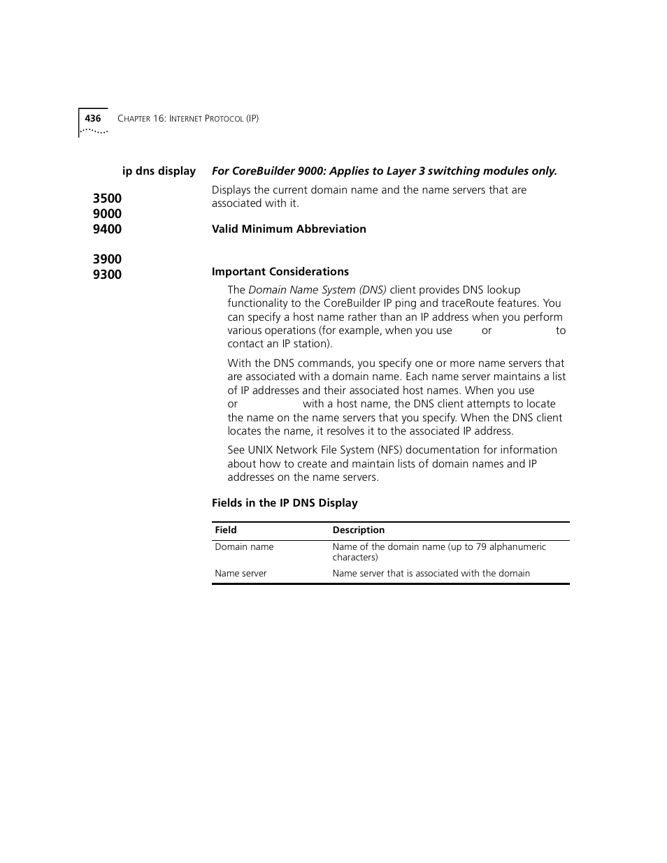 Ip dns display | 3Com 3500 User Manual | Page 436 / 784