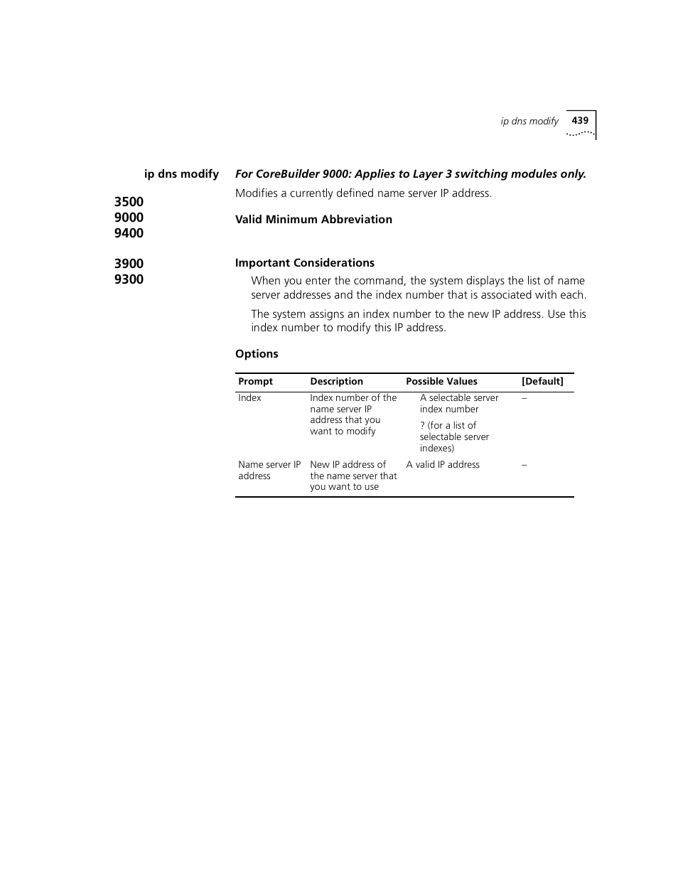 Ip dns modify | 3Com 3500 User Manual | Page 439 / 784