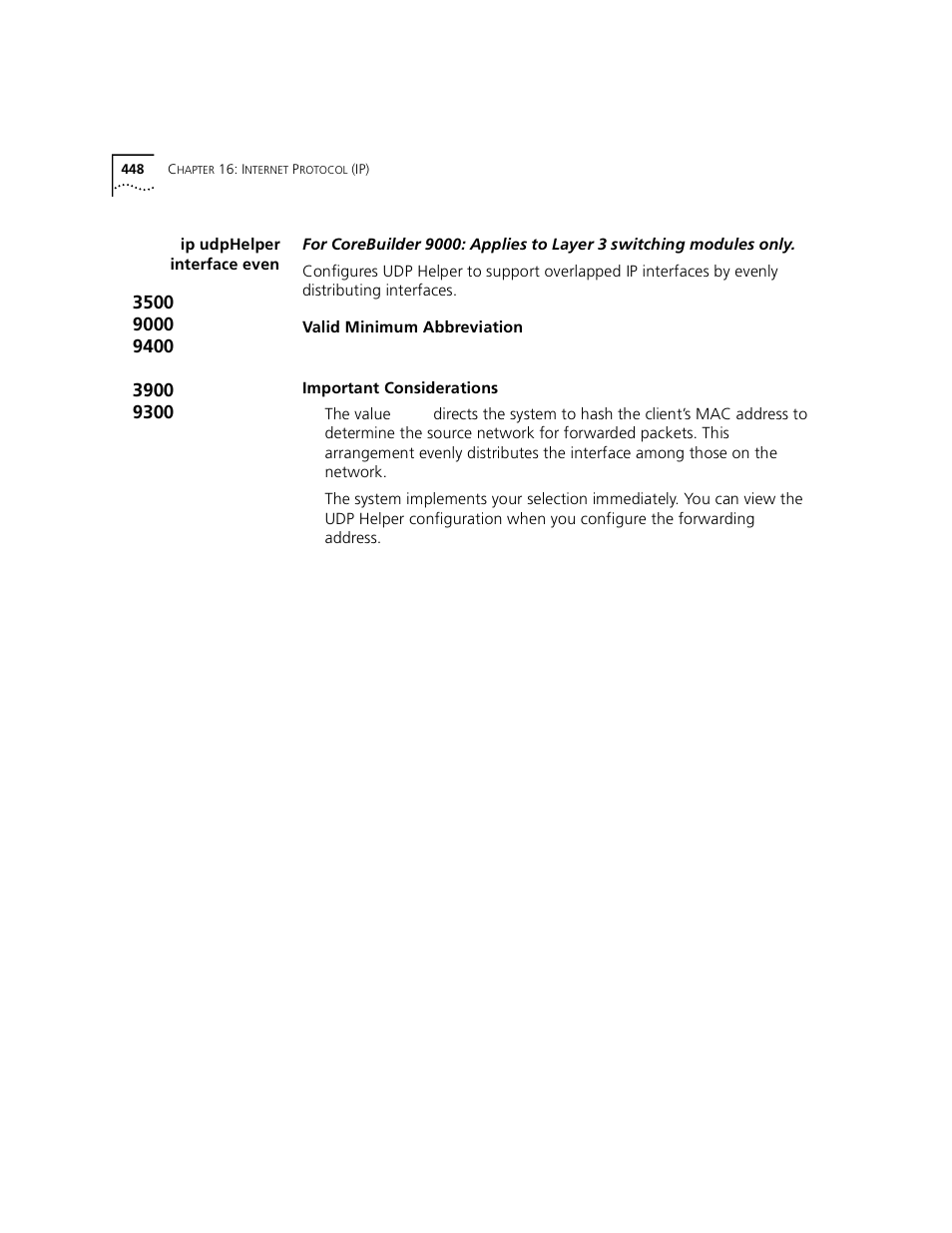 Ip udphelper interface even | 3Com 3500 User Manual | Page 448 / 784