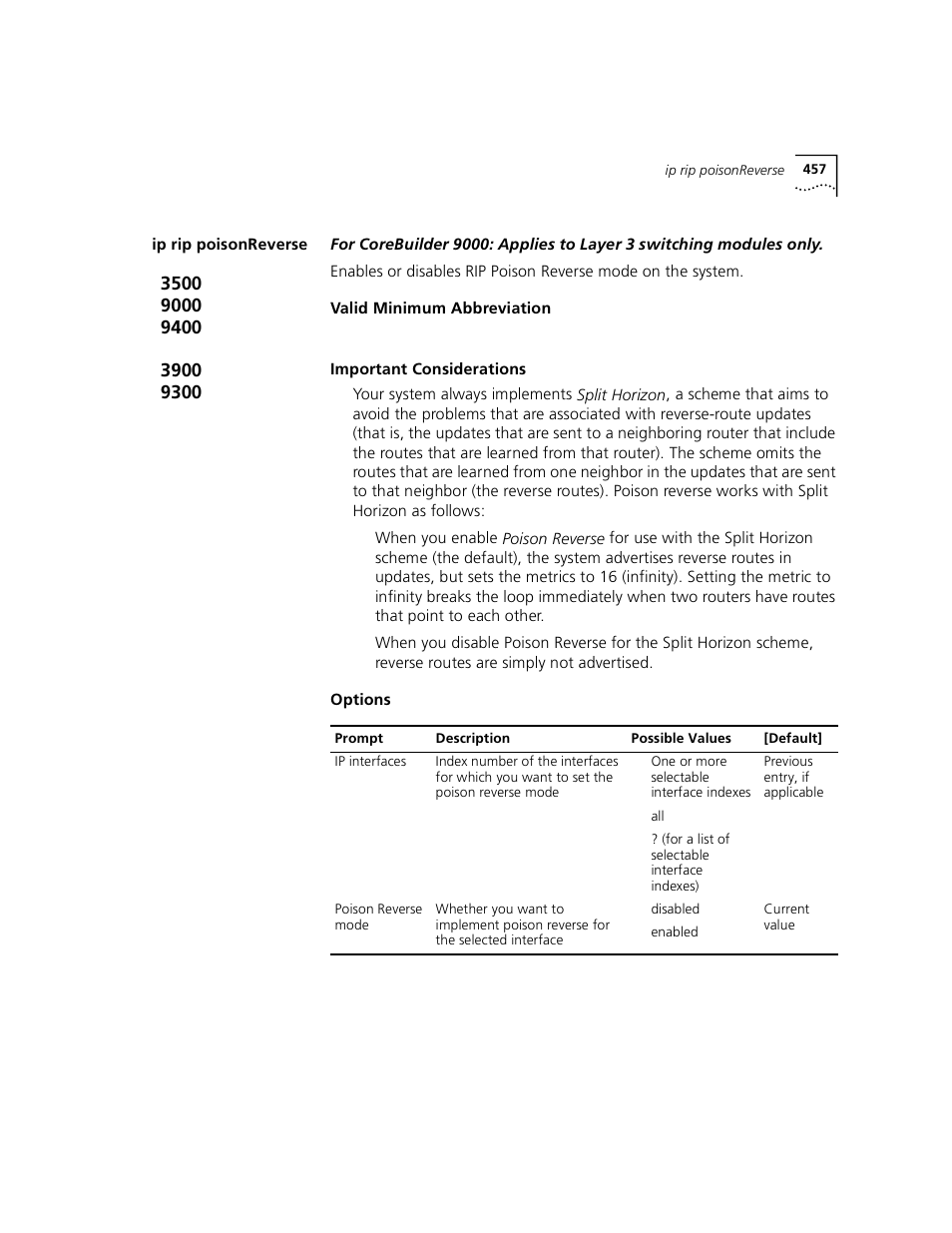 Ip rip poisonreverse | 3Com 3500 User Manual | Page 457 / 784