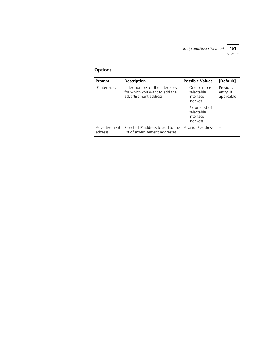 Options | 3Com 3500 User Manual | Page 461 / 784