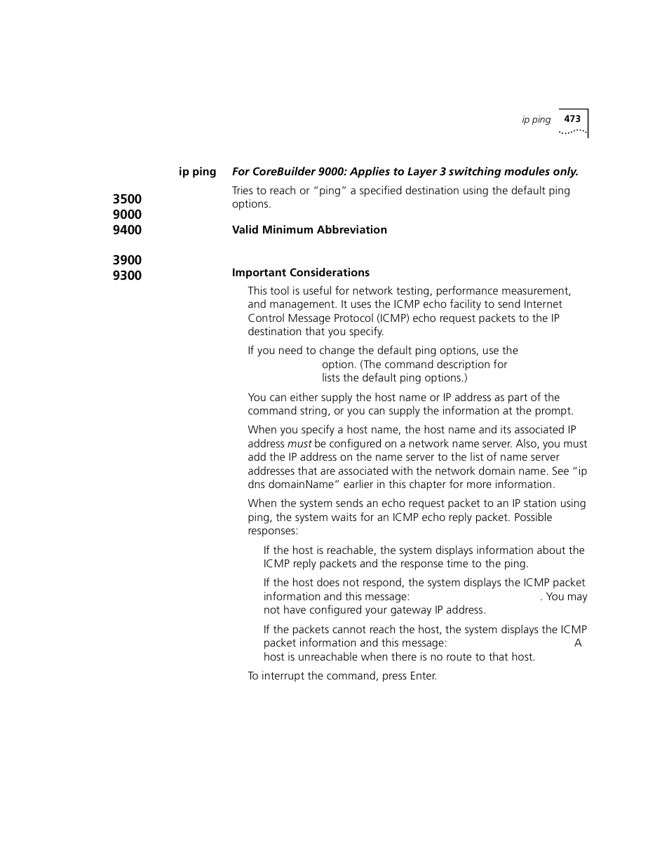 Ip ping | 3Com 3500 User Manual | Page 473 / 784