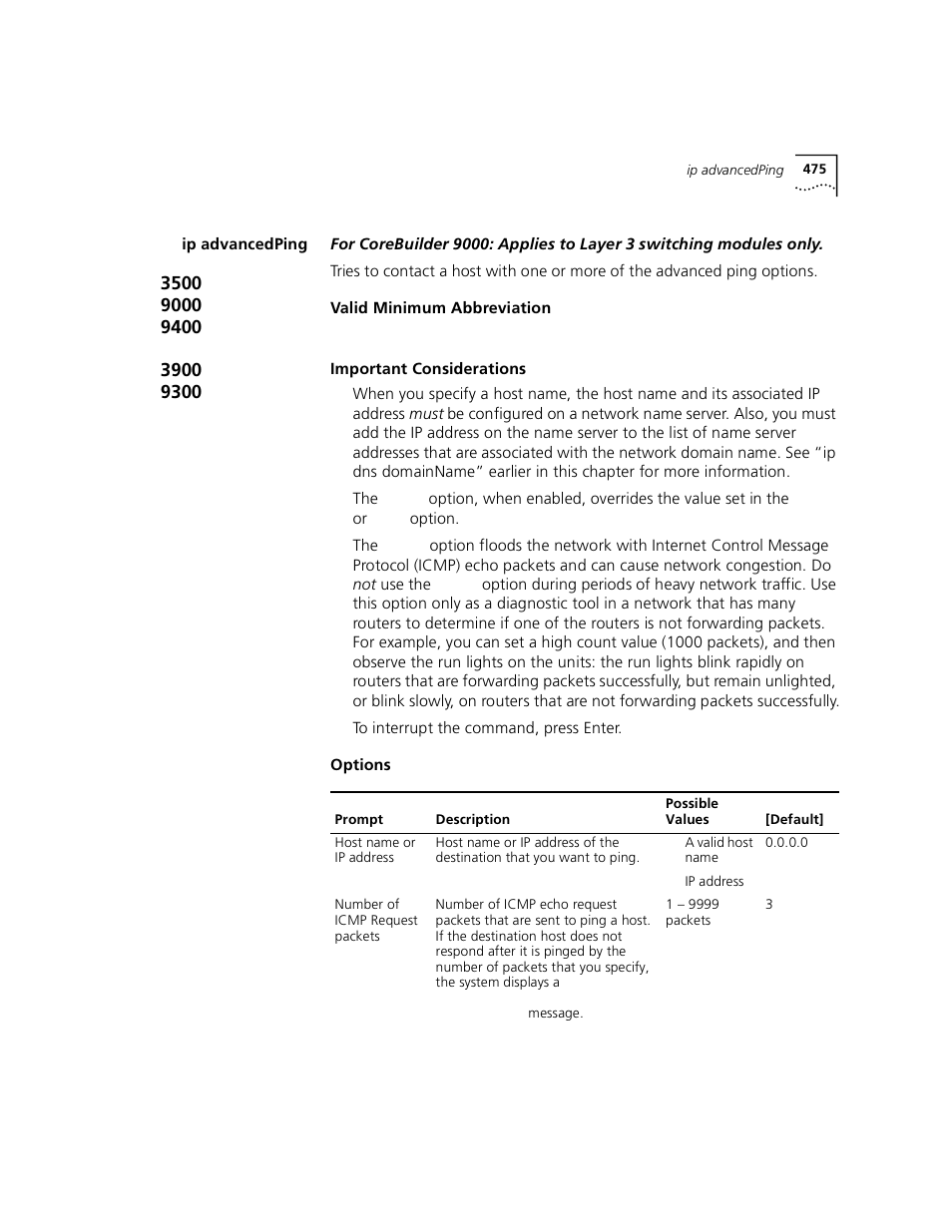 Ip advancedping | 3Com 3500 User Manual | Page 475 / 784