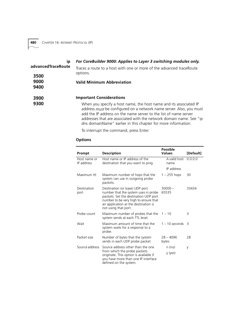 Ip advancedtraceroute | 3Com 3500 User Manual | Page 480 / 784