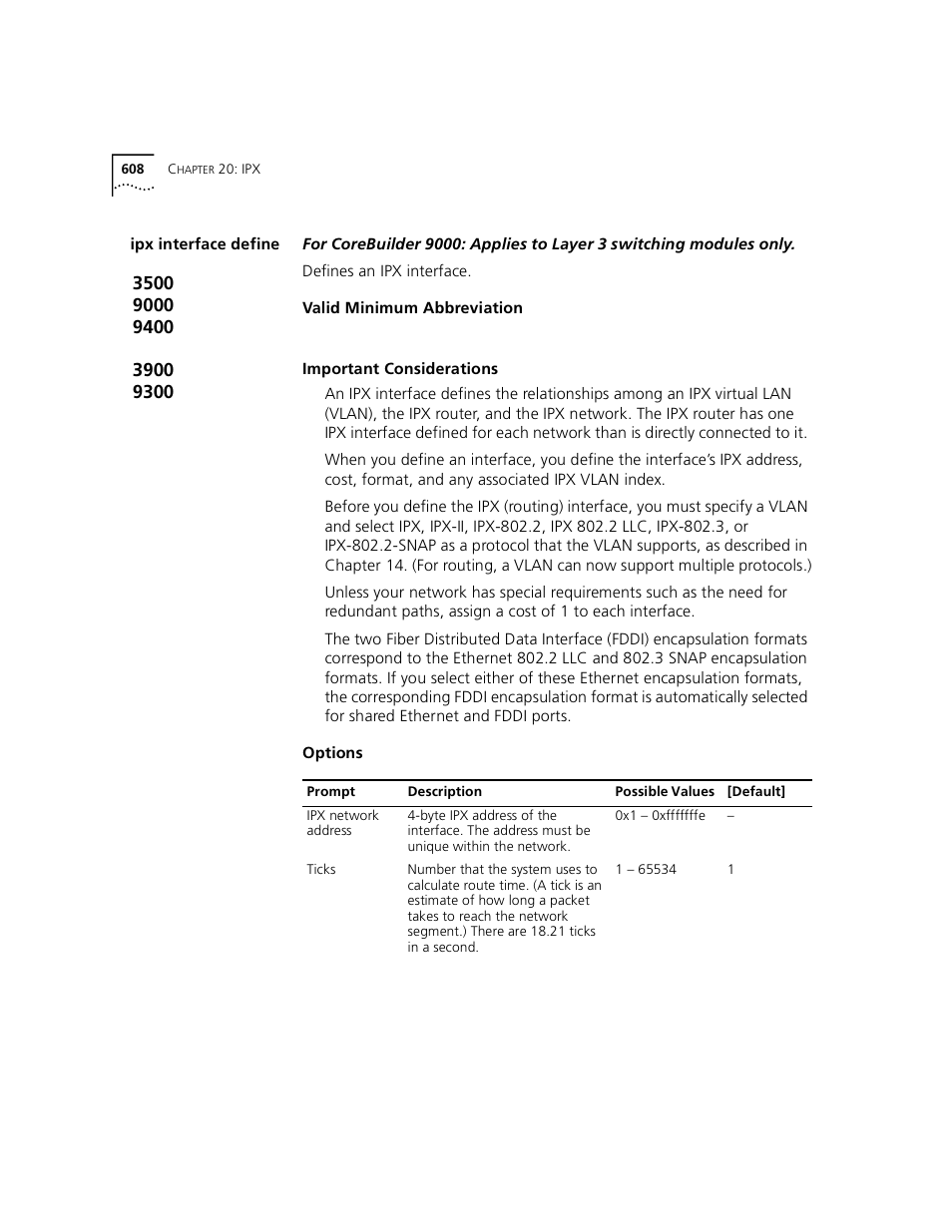 Ipx interface define | 3Com 3500 User Manual | Page 608 / 784