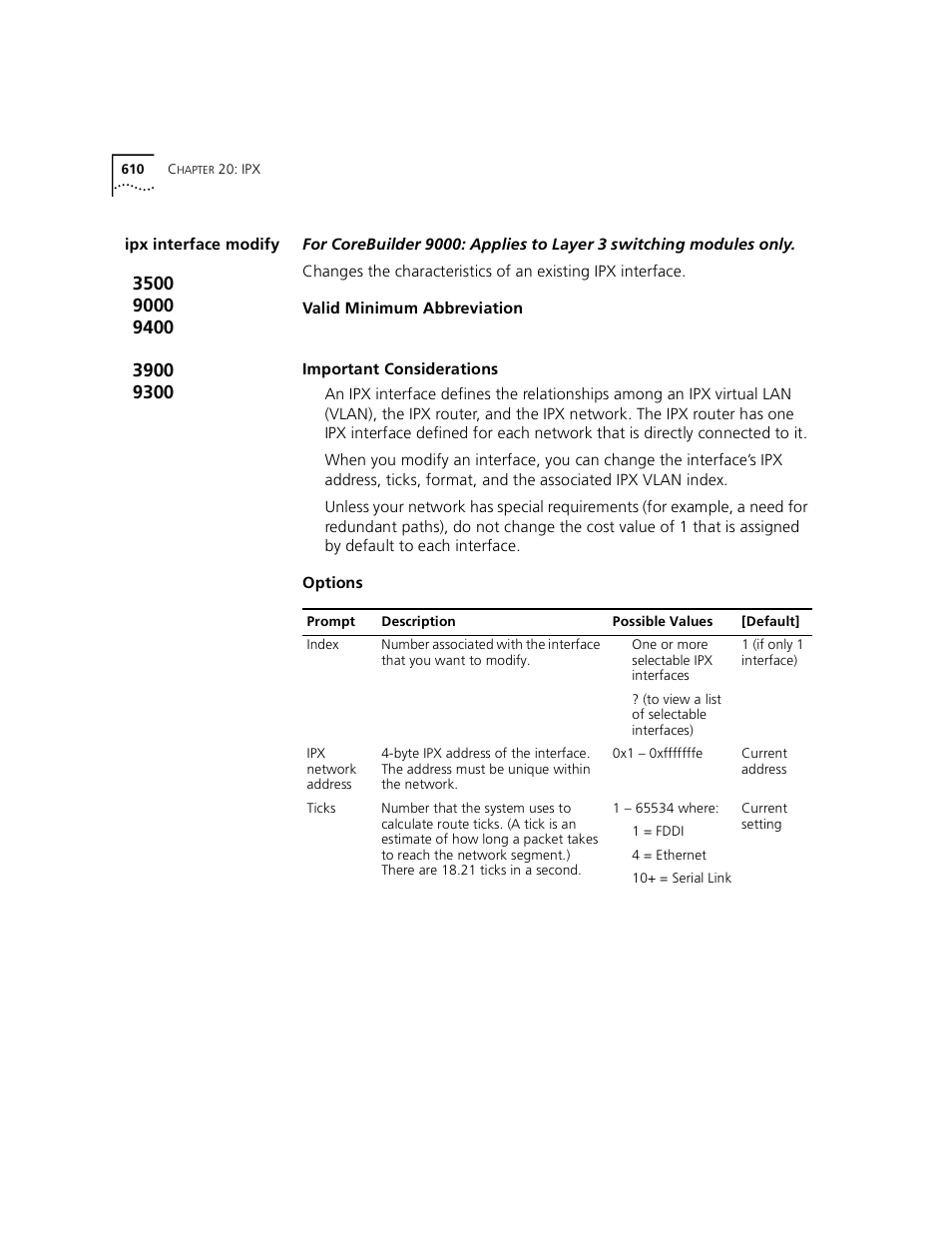 Ipx interface modify | 3Com 3500 User Manual | Page 610 / 784