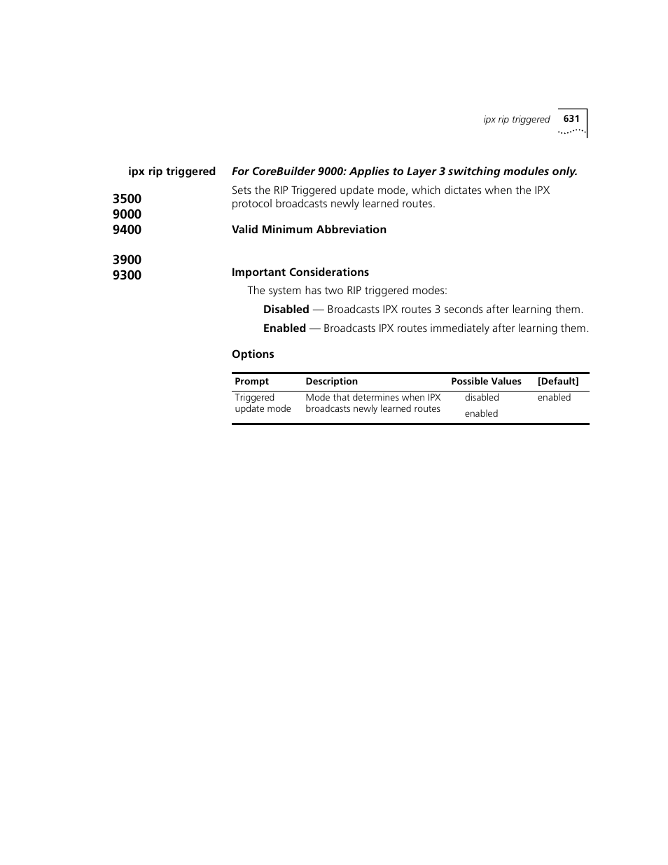 Ipx rip triggered | 3Com 3500 User Manual | Page 631 / 784