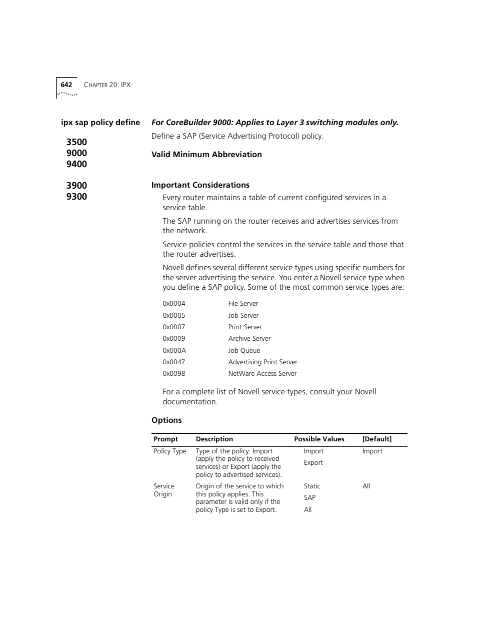 Ipx sap policy define | 3Com 3500 User Manual | Page 642 / 784