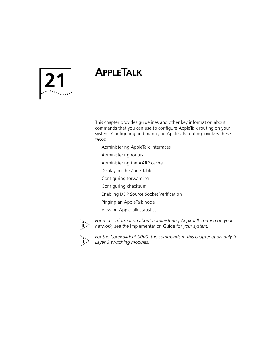 Appletalk, Pple, Chapter 21 | 3Com 3500 User Manual | Page 661 / 784