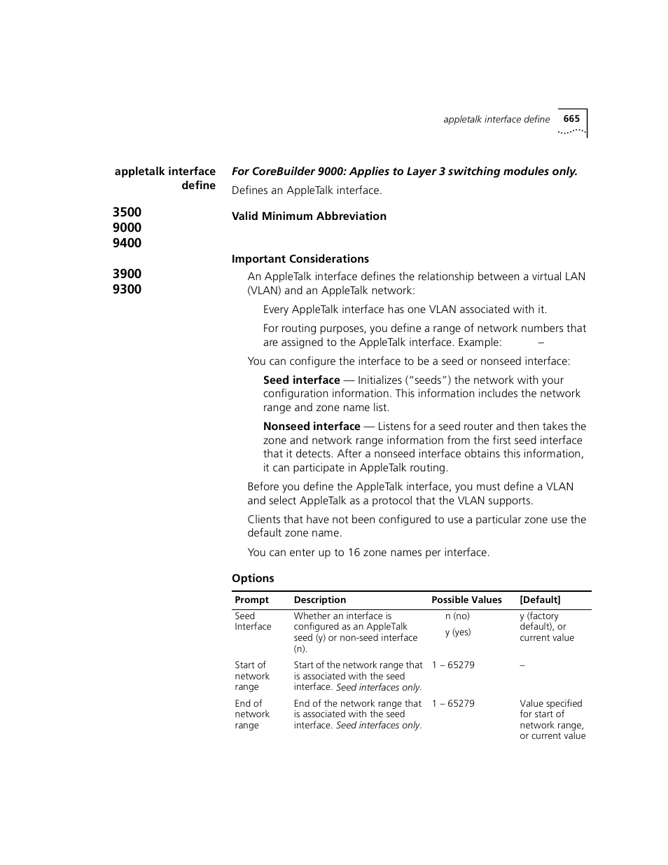 Appletalk interface define | 3Com 3500 User Manual | Page 665 / 784