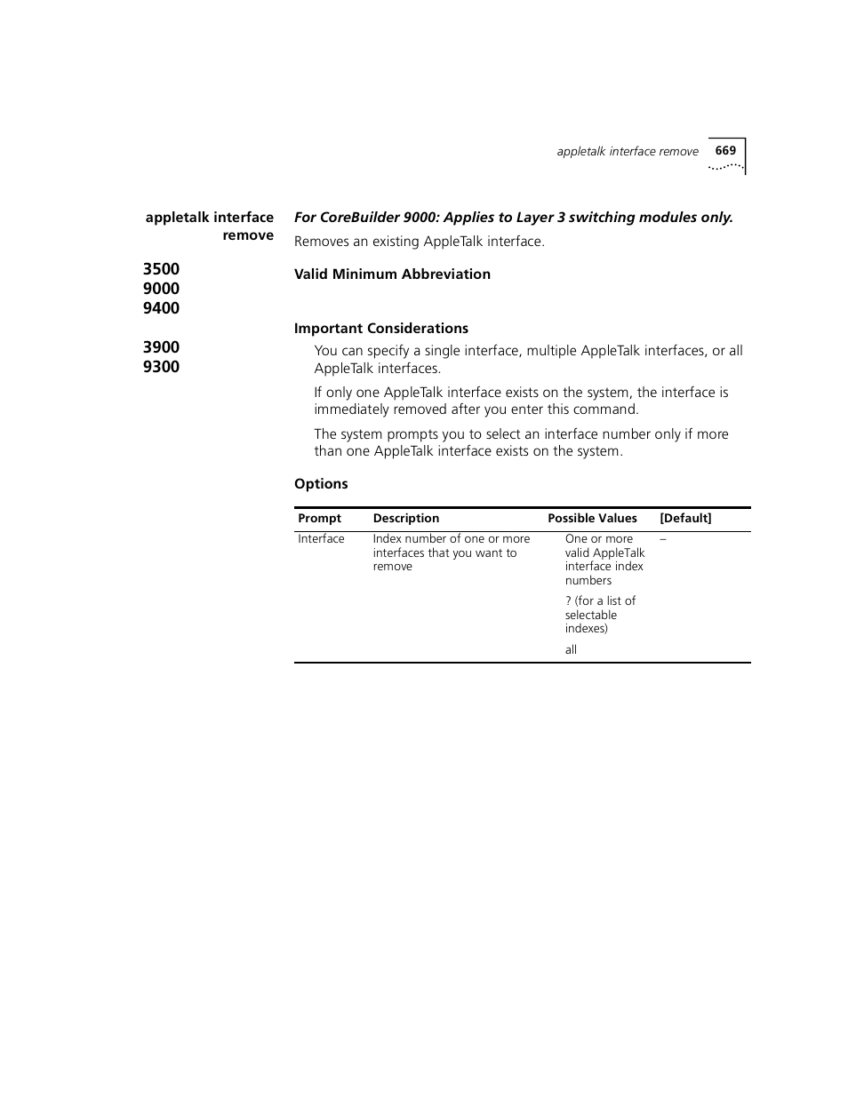 Appletalk interface remove | 3Com 3500 User Manual | Page 669 / 784