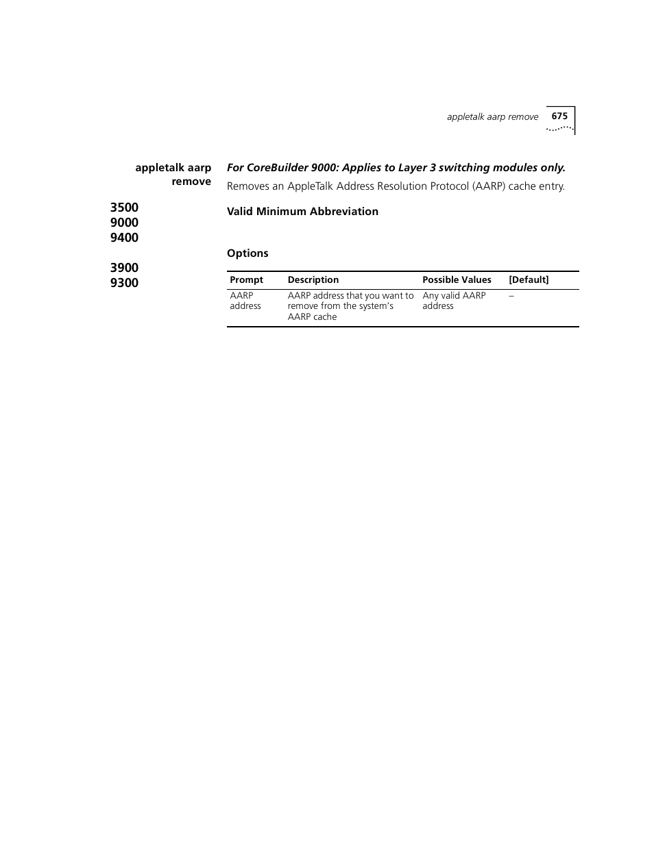 Appletalk aarp remove | 3Com 3500 User Manual | Page 675 / 784