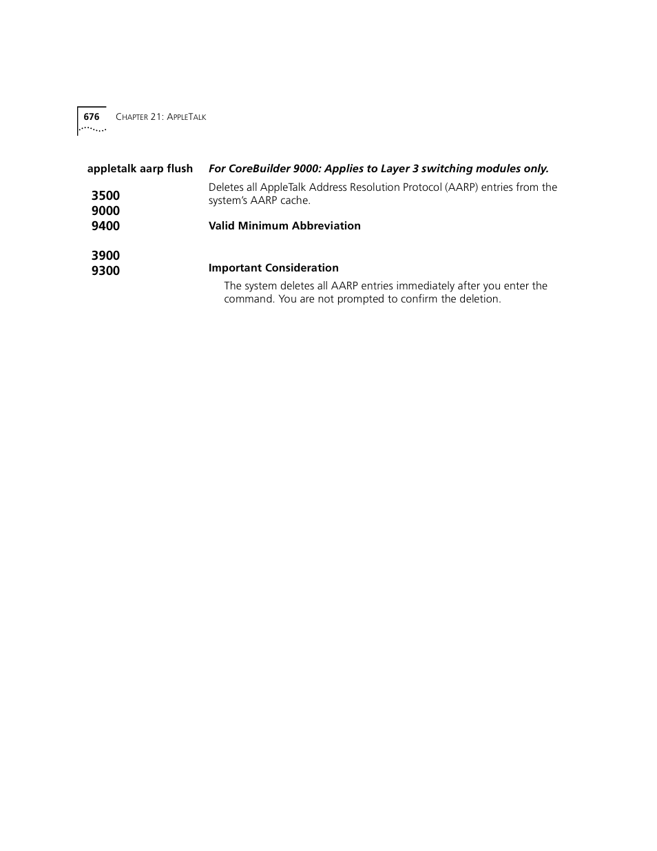 Appletalk aarp flush | 3Com 3500 User Manual | Page 676 / 784