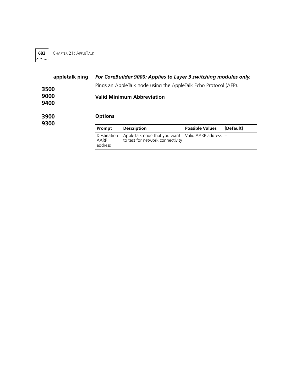Appletalk ping | 3Com 3500 User Manual | Page 682 / 784