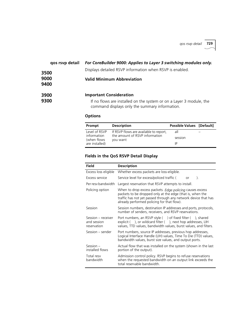 Qos rsvp detail | 3Com 3500 User Manual | Page 729 / 784