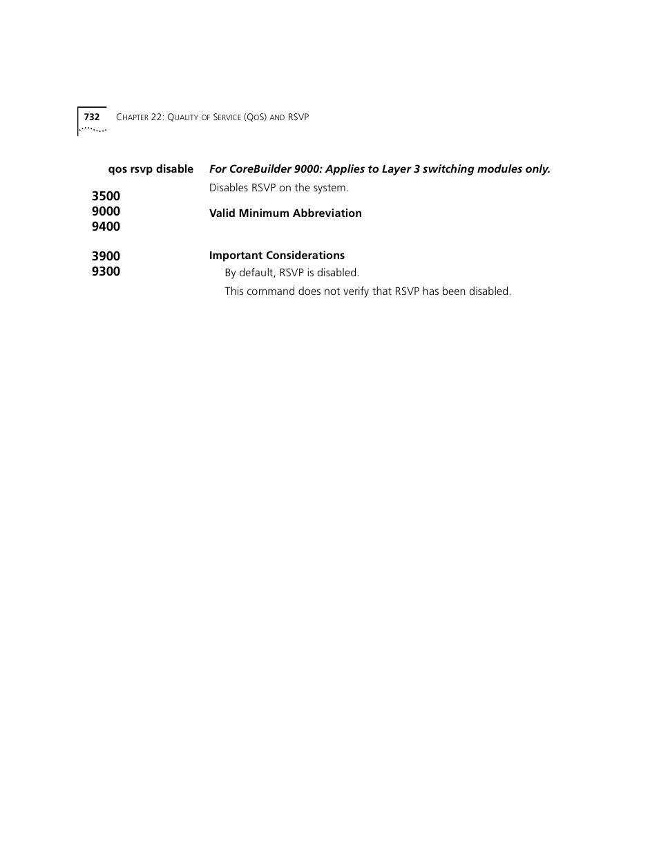 Qos rsvp disable | 3Com 3500 User Manual | Page 732 / 784