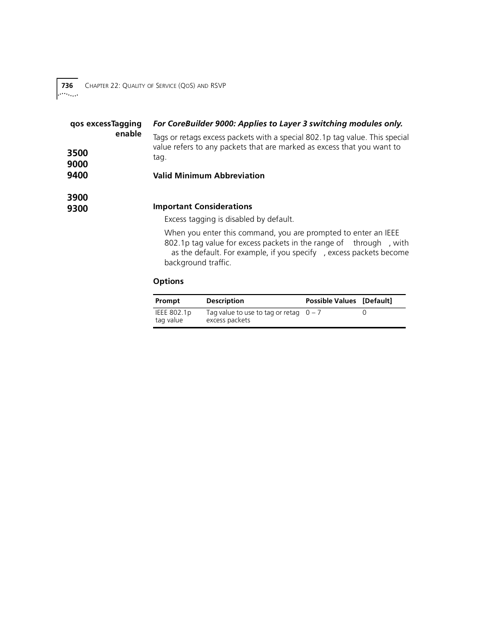Qos excesstagging enable | 3Com 3500 User Manual | Page 736 / 784