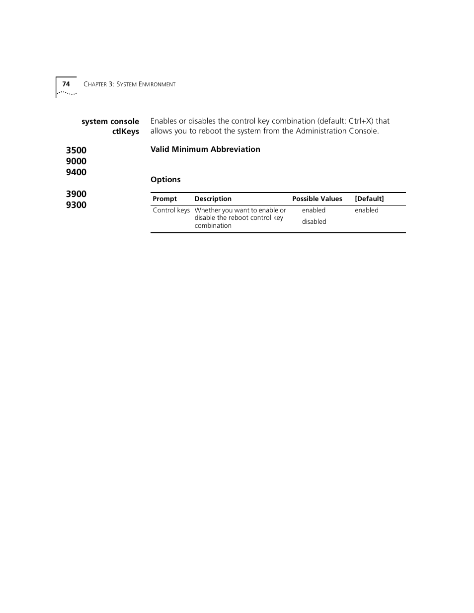 System console ctlkeys | 3Com 3500 User Manual | Page 74 / 784