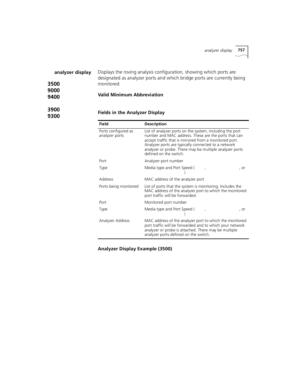Analyzer display | 3Com 3500 User Manual | Page 757 / 784