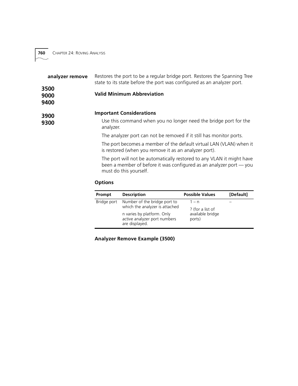 Analyzer remove | 3Com 3500 User Manual | Page 760 / 784
