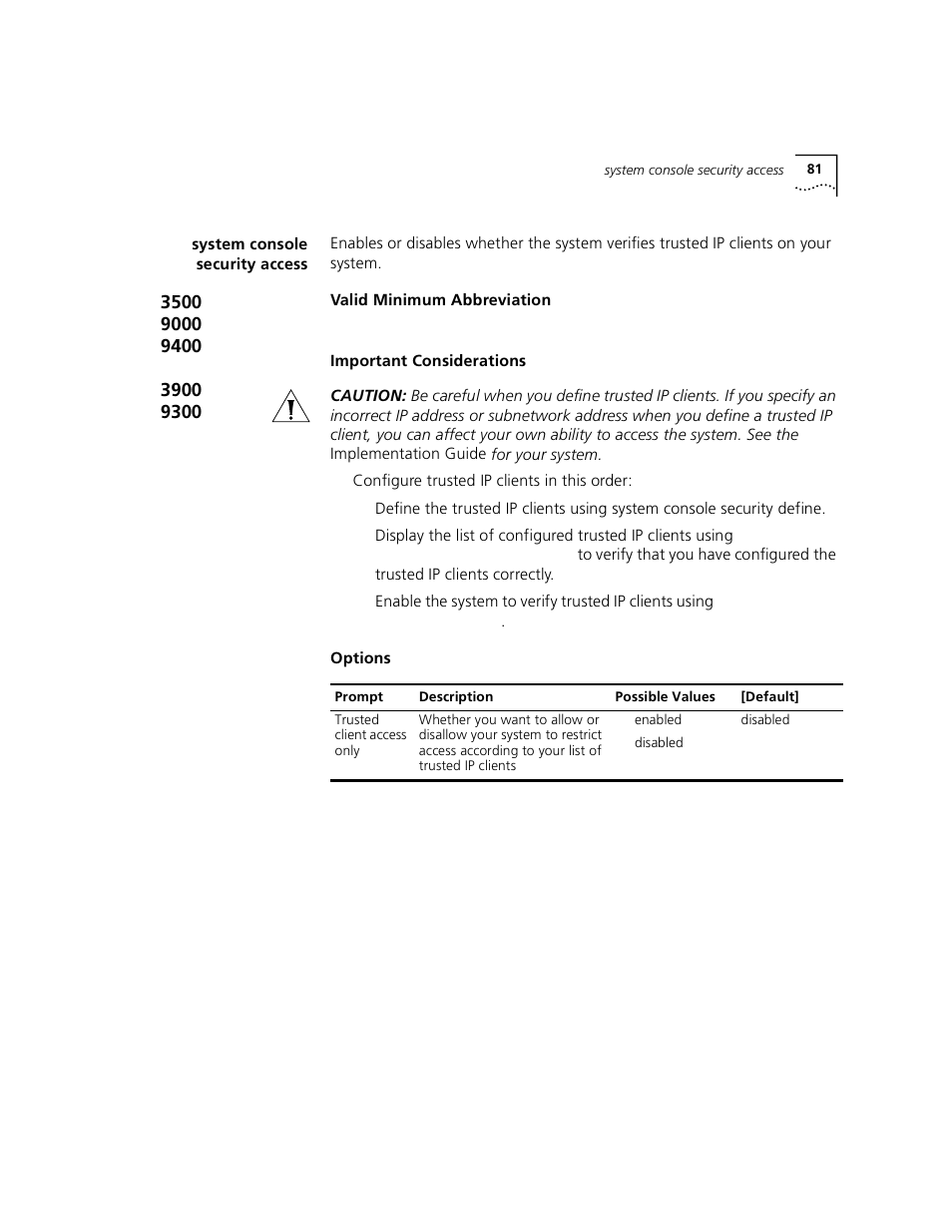 System console security access | 3Com 3500 User Manual | Page 81 / 784