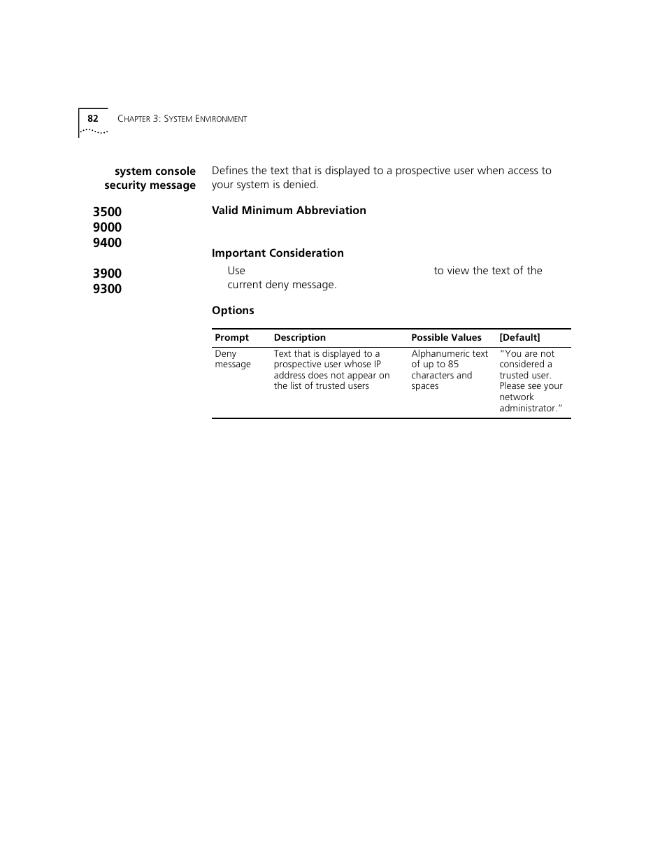 System console security message | 3Com 3500 User Manual | Page 82 / 784