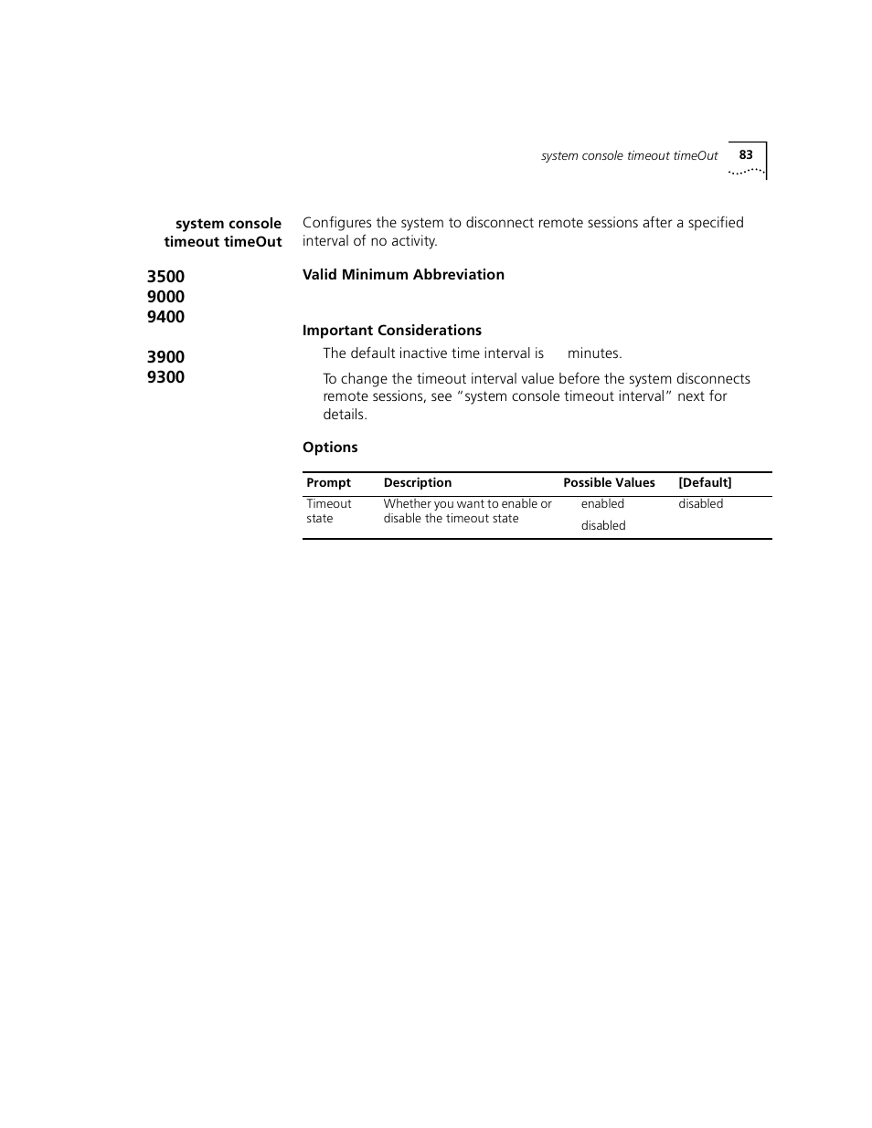 System console timeout timeout | 3Com 3500 User Manual | Page 83 / 784