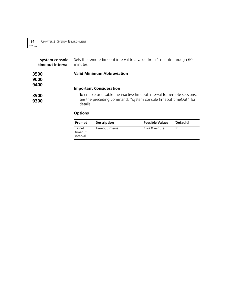 System console timeout interval | 3Com 3500 User Manual | Page 84 / 784