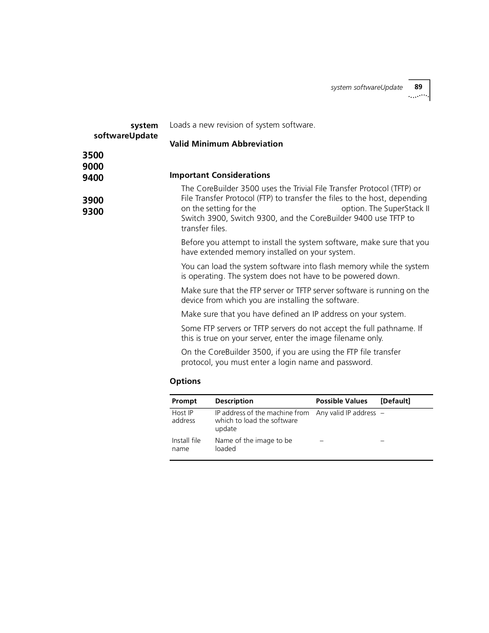 System softwareupdate | 3Com 3500 User Manual | Page 89 / 784