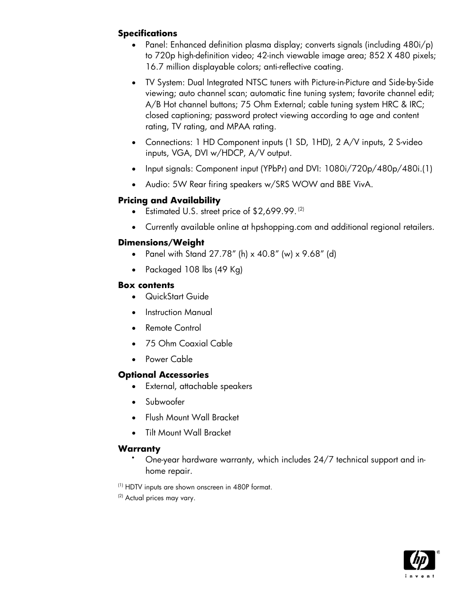 HP PE4240N User Manual | Page 2 / 3